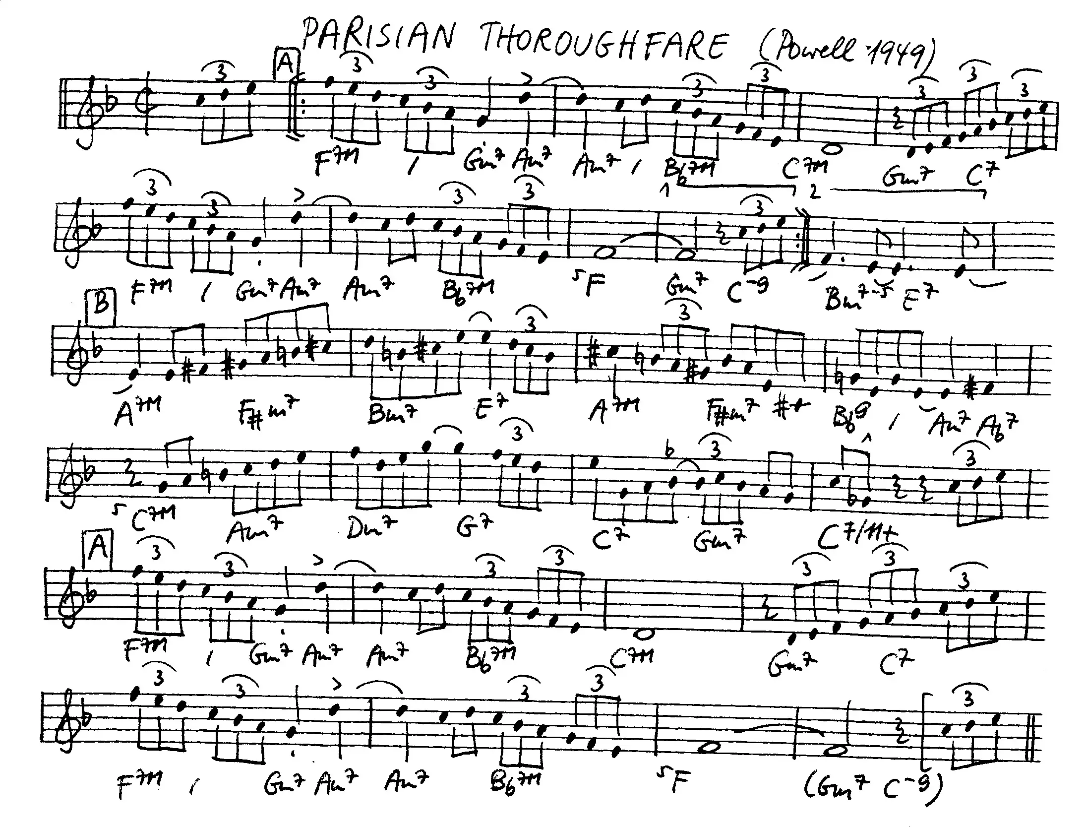 parisian thoroughfare free jazz leadsheet - Courtesy of the Jungle Jazz Band
